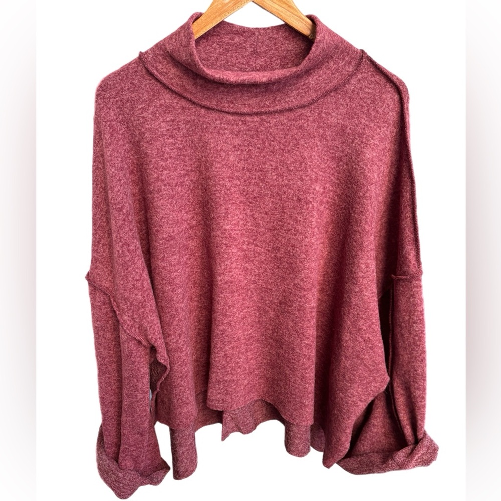 Zenana Oversized Super Soft Sweater Long Sleeve Size XL Burgandy New With Tags